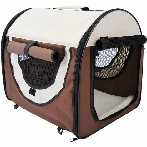 PawHut Sac de transport pour chien et chat pliable - poignée, entrée zippée, fenêtres maillées enroulables- coussin inclus - acier oxford marron beige PawHut Sac De Transport Pour Chien Et Chat Pliable - Poignée, Entrée Zippée, Fenêtres Maillées Enroulables- Coussin Inclus - Acier Oxford Marron Beige -PawHut Soldes Boutique 51254853 1