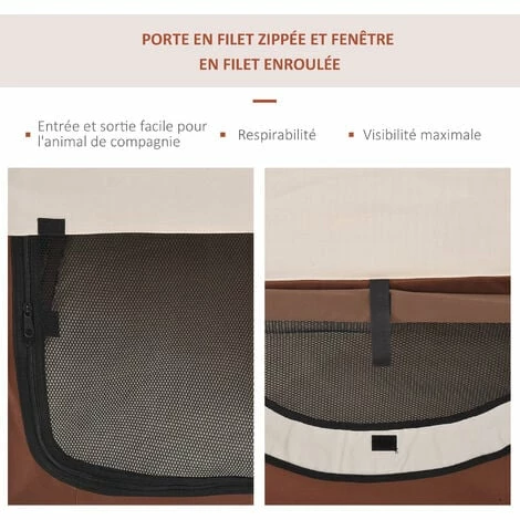 PawHut Sac de transport pour chien et chat pliable - poignée, entrée zippée, fenêtres maillées enroulables- coussin inclus - acier oxford marron beige PawHut Sac De Transport Pour Chien Et Chat Pliable - Poignée, Entrée Zippée, Fenêtres Maillées Enroulables- Coussin Inclus - Acier Oxford Marron Beige -PawHut Soldes Boutique 51254853 5