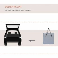 PawHut Sac De Transport Pour Chien Et Chat Pliable - Poignées, Entrée Zippée, Poches - Coussin Amovible Inclus - Oxford Nylon Gris - Gris -PawHut Soldes Boutique 51254860 4