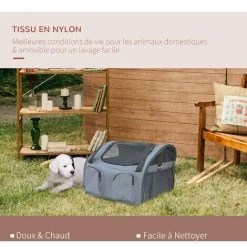 PawHut Sac De Transport Pour Chien Et Chat Pliable - Poignées, Entrée Zippée, Poches - Coussin Amovible Inclus - Oxford Nylon Gris - Gris -PawHut Soldes Boutique 51254860 5