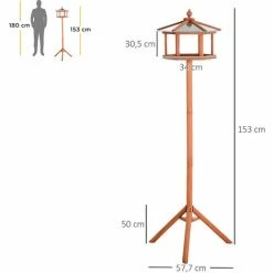 PawHut Mangeoire Oiseaux Extérieur Sur Pied - Cabane Pour Oiseaux Avec Support Trépied - Nichoir Dim. Ø 57,7 X 153 Cm - Bois Sapin Pré-huilé Toit Zinc - Marron -PawHut Soldes Boutique 51254866 3