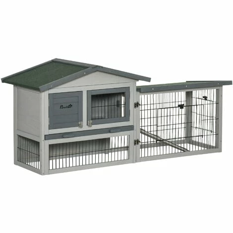 PawHut Clapier cage à lapins rongeurs 2 niveaux - 4 portes verrouillables, tiroir à déjection, toit ouvrable intégral bitumé - métal noir bois sapin gris - Gris PawHut Clapier Cage à Lapins Rongeurs 2 Niveaux - 4 Portes Verrouillables, Tiroir à Déjection, Toit Ouvrable Intégral Bitumé - Métal Noir Bois Sapin Gris - Gris -PawHut Soldes Boutique 51254875 1