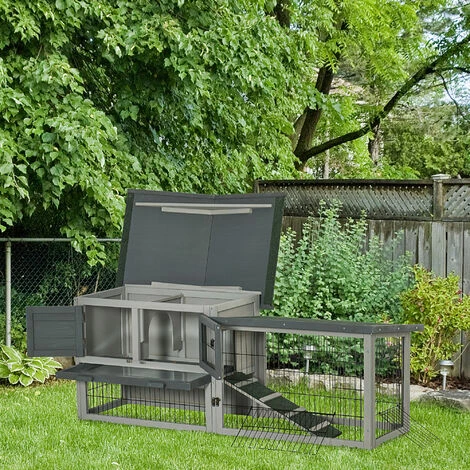 PawHut Clapier cage à lapins rongeurs 2 niveaux - 4 portes verrouillables, tiroir à déjection, toit ouvrable intégral bitumé - métal noir bois sapin gris - Gris PawHut Clapier Cage à Lapins Rongeurs 2 Niveaux - 4 Portes Verrouillables, Tiroir à Déjection, Toit Ouvrable Intégral Bitumé - Métal Noir Bois Sapin Gris - Gris -PawHut Soldes Boutique 51254875 2