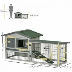 PawHut Clapier Cage à Lapins Rongeurs 2 Niveaux - 4 Portes Verrouillables, Tiroir à Déjection, Toit Ouvrable Intégral Bitumé - Métal Noir Bois Sapin Gris - Gris 4 PawHut Clapier Cage à Lapins Rongeurs 2 Niveaux - 4 Portes Verrouillables, Tiroir à Déjection, Toit Ouvrable Intégral Bitumé - Métal Noir Bois Sapin Gris - Gris -PawHut Soldes Boutique 51254875 3