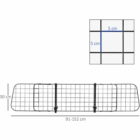 PawHut Barrière grille de séparation universelle voiture pour animaux longueur réglable dim. 91-152L x 30H cm kit complet installation inclus noir - Noir PawHut Barrière Grille De Séparation Universelle Voiture Pour Animaux Longueur Réglable Dim. 91-152L X 30H Cm Kit Complet Installation Inclus Noir - Noir -PawHut Soldes Boutique 52444498 3