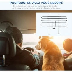 PawHut Grille De Séparation Extensible Voiture Barrière De Sécurité Barre Réglable Pour Chien Acier Noir - Noir -PawHut Soldes Boutique 52476700 5