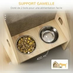 PawHut Niche D'intérieur Pour Chien Et Chat Design Avec 2 Gamelles Et Coussin Amovible MDF Aspect Bois Clair Tissu Brun Clair 6 PawHut Niche D'intérieur Pour Chien Et Chat Design Avec 2 Gamelles Et Coussin Amovible MDF Aspect Bois Clair Tissu Brun Clair -PawHut Soldes Boutique 53591999 5