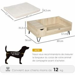 PawHut Canapé Chien Chat Style Cosy Naturel - Coussin Aspect Fourrure Blanc Et Coffre Inclus - Dim. 89L X 56l X 31H Cm - Pieds Acier En épingles Lit MDF Aspect Bois Clair Naturel 4 PawHut Canapé Chien Chat Style Cosy Naturel - Coussin Aspect Fourrure Blanc Et Coffre Inclus - Dim. 89L X 56l X 31H Cm - Pieds Acier En épingles Lit MDF Aspect Bois Clair Naturel -PawHut Soldes Boutique 53592001 3