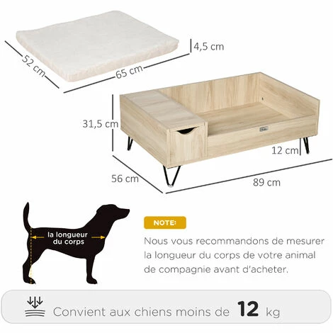 PawHut Canapé chien chat style cosy naturel - coussin aspect fourrure blanc et coffre inclus - dim. 89L x 56l x 31H cm - pieds acier en épingles lit MDF aspect bois clair naturel PawHut Canapé Chien Chat Style Cosy Naturel - Coussin Aspect Fourrure Blanc Et Coffre Inclus - Dim. 89L X 56l X 31H Cm - Pieds Acier En épingles Lit MDF Aspect Bois Clair Naturel -PawHut Soldes Boutique 53592001 3