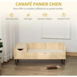PawHut Canapé Chien Chat Style Cosy Naturel - Coussin Aspect Fourrure Blanc Et Coffre Inclus - Dim. 89L X 56l X 31H Cm - Pieds Acier En épingles Lit MDF Aspect Bois Clair Naturel 6 PawHut Canapé Chien Chat Style Cosy Naturel - Coussin Aspect Fourrure Blanc Et Coffre Inclus - Dim. 89L X 56l X 31H Cm - Pieds Acier En épingles Lit MDF Aspect Bois Clair Naturel -PawHut Soldes Boutique 53592001 5