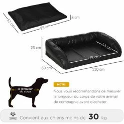 PawHut Panier Lit Pour Chien Chat Lavable En Machine Coussin Amovible Fond Antidérapant Revêtement Synthétique Grand Confort Noir - Noir -PawHut Soldes Boutique 53592002 3