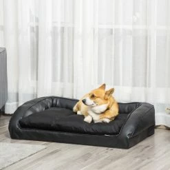 PawHut Panier Lit Pour Chien Chat Lavable En Machine Coussin Amovible Fond Antidérapant Revêtement Synthétique Grand Confort Noir - Noir -PawHut Soldes Boutique 53592002 4