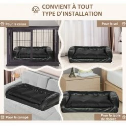 PawHut Panier Lit Pour Chien Chat Lavable En Machine Coussin Amovible Fond Antidérapant Revêtement Synthétique Grand Confort Noir - Noir -PawHut Soldes Boutique 53592002 5