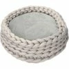 PawHut Panier Pour Chien Chat Ø50 X 19H Cm Effet Tressé Tricot - Coussin Amovible Et Lavable En Machine - Polyester Gris - Gris