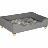 PawHut Canapé Lit Panier Pour Chien Moderne Avec Coussin Doux Et Lavable, Pieds En Bois - Gris - Gris -PawHut Soldes Boutique 53592004 1