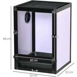 PawHut Terrarium Vivarium Boîte Pour Reptiles Dim. 32L X 32l X 46H Cm Avec Passe-câble, Fond En ABS, Plateau Amovible Noir Blanc - Noir 4 PawHut Terrarium Vivarium Boîte Pour Reptiles Dim. 32L X 32l X 46H Cm Avec Passe-câble, Fond En ABS, Plateau Amovible Noir Blanc - Noir -PawHut Soldes Boutique 54128074 3
