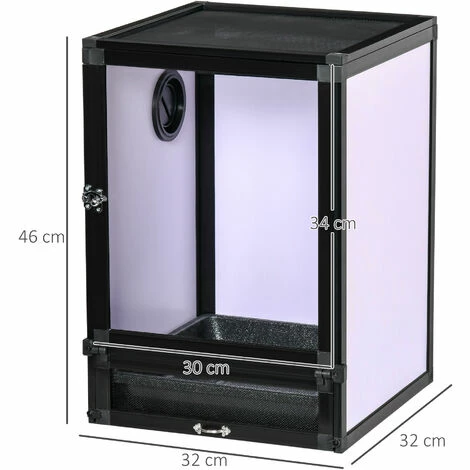 PawHut Terrarium vivarium boîte pour reptiles dim. 32L x 32l x 46H cm avec passe-câble, fond en ABS, plateau amovible noir blanc - Noir PawHut Terrarium Vivarium Boîte Pour Reptiles Dim. 32L X 32l X 46H Cm Avec Passe-câble, Fond En ABS, Plateau Amovible Noir Blanc - Noir -PawHut Soldes Boutique 54128074 3