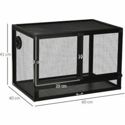 PawHut Terrarium Vivarium Grillagé Pour Reptiles Dim. 60 X 40 X 41 Cm Avec Passe-câbles - Structure Aluminium - Noir - Noir 4 PawHut Terrarium Vivarium Grillagé Pour Reptiles Dim. 60 X 40 X 41 Cm Avec Passe-câbles - Structure Aluminium - Noir - Noir -PawHut Soldes Boutique 54128087 3