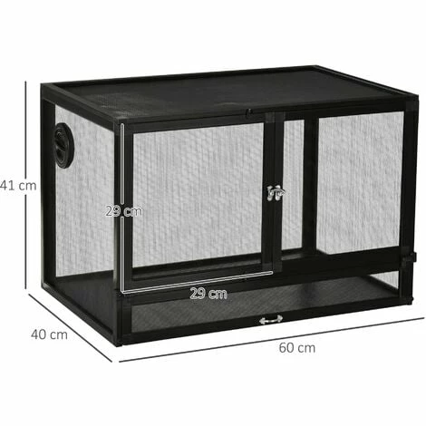 PawHut Terrarium vivarium grillagé pour reptiles dim. 60 x 40 x 41 cm avec passe-câbles - structure aluminium - noir - Noir PawHut Terrarium Vivarium Grillagé Pour Reptiles Dim. 60 X 40 X 41 Cm Avec Passe-câbles - Structure Aluminium - Noir - Noir -PawHut Soldes Boutique 54128087 3