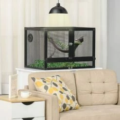 PawHut Terrarium Vivarium Grillagé Pour Reptiles Dim. 60 X 40 X 41 Cm Avec Passe-câbles - Structure Aluminium - Noir - Noir 5 PawHut Terrarium Vivarium Grillagé Pour Reptiles Dim. 60 X 40 X 41 Cm Avec Passe-câbles - Structure Aluminium - Noir - Noir -PawHut Soldes Boutique 54128087 4