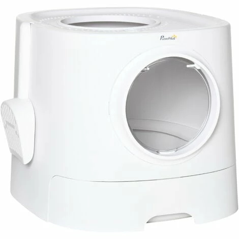 PawHut Maison de toilette litière pour chat double porte battante et supérieure - pelle fournie - PE blanc - Blanc PawHut Maison De Toilette Litière Pour Chat Double Porte Battante Et Supérieure - Pelle Fournie - PE Blanc - Blanc -PawHut Soldes Boutique 54308947 1