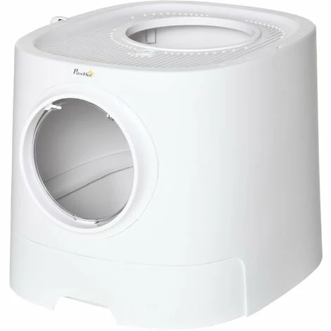 PawHut Maison de toilette litière pour chat double porte battante et supérieure - pelle fournie - PE blanc - Blanc PawHut Maison De Toilette Litière Pour Chat Double Porte Battante Et Supérieure - Pelle Fournie - PE Blanc - Blanc -PawHut Soldes Boutique 54308947 5