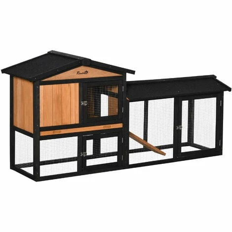 PawHut Clapier cage à lapins rongeurs 2 niveaux 3 portes verrouillables tiroir à déjection toit intégral bitumé 175L x 52l x 85H cm bois sapin orangée noir - Noir PawHut Clapier Cage à Lapins Rongeurs 2 Niveaux 3 Portes Verrouillables Tiroir à Déjection Toit Intégral Bitumé 175L X 52l X 85H Cm Bois Sapin Orangée Noir - Noir -PawHut Soldes Boutique 54551658 1