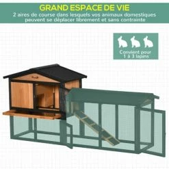 PawHut Clapier Cage à Lapins Rongeurs 2 Niveaux 3 Portes Verrouillables Tiroir à Déjection Toit Intégral Bitumé 175L X 52l X 85H Cm Bois Sapin Orangée Noir - Noir 5 PawHut Clapier Cage à Lapins Rongeurs 2 Niveaux 3 Portes Verrouillables Tiroir à Déjection Toit Intégral Bitumé 175L X 52l X 85H Cm Bois Sapin Orangée Noir - Noir -PawHut Soldes Boutique 54551658 4