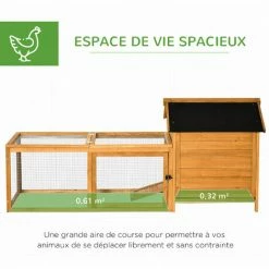 PawHut Poulailler Cottage Multi-équipement Perchoir Rampe Pondoir Enclos Tiroir à Déjection 180L X 92l X 78H Cm Bois Sapin Pré-huilé - Orange 5 PawHut Poulailler Cottage Multi-équipement Perchoir Rampe Pondoir Enclos Tiroir à Déjection 180L X 92l X 78H Cm Bois Sapin Pré-huilé - Orange -PawHut Soldes Boutique 55776994 4