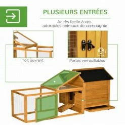 PawHut Poulailler Cottage Multi-équipement Perchoir Rampe Pondoir Enclos Tiroir à Déjection 180L X 92l X 78H Cm Bois Sapin Pré-huilé - Orange 6 PawHut Poulailler Cottage Multi-équipement Perchoir Rampe Pondoir Enclos Tiroir à Déjection 180L X 92l X 78H Cm Bois Sapin Pré-huilé - Orange -PawHut Soldes Boutique 55776994 5