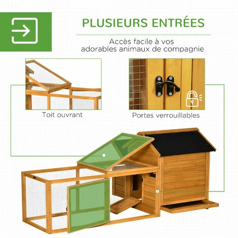 PawHut Poulailler cottage multi-équipement perchoir rampe pondoir enclos tiroir à déjection 180L x 92l x 78H cm bois sapin pré-huilé - Orange PawHut Poulailler Cottage Multi-équipement Perchoir Rampe Pondoir Enclos Tiroir à Déjection 180L X 92l X 78H Cm Bois Sapin Pré-huilé - Orange -PawHut Soldes Boutique 55776994 5