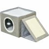 PawHut Maison Niche Pour Chat Pliable - 2 Coussins Moelleux, Boule Suspendue, Grattoir - Dim. 73 X 42 X 34 Cm - MDF Sisal Polyester Gris - Gris -PawHut Soldes Boutique 56481282 1