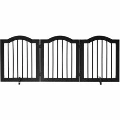 PawHut Barrière De Sécurité Barrière Modulable Pliable Pour Animaux De Compagnie - Piètement Support - Dim. 154,5L X 61H Cm - MDF Bois Noir - Noir