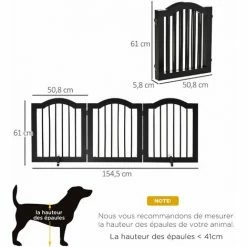 PawHut Barrière De Sécurité Barrière Modulable Pliable Pour Animaux De Compagnie - Piètement Support - Dim. 154,5L X 61H Cm - MDF Bois Noir - Noir -PawHut Soldes Boutique 56842149 3