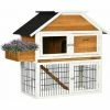 PawHut Clapier à Lapin Cage à Lapin 2 étages - 3 Portes Verrouillables, Plateau Excrément, Rampe, Jardinière - Dim. 123L X 58l X 106H Cm - Sapin Métal -PawHut Soldes Boutique 56842178 1