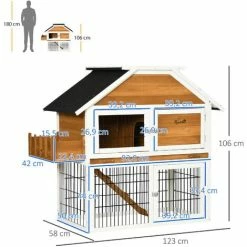 PawHut Clapier à Lapin Cage à Lapin 2 étages - 3 Portes Verrouillables, Plateau Excrément, Rampe, Jardinière - Dim. 123L X 58l X 106H Cm - Sapin Métal 4 PawHut Clapier à Lapin Cage à Lapin 2 étages - 3 Portes Verrouillables, Plateau Excrément, Rampe, Jardinière - Dim. 123L X 58l X 106H Cm - Sapin Métal -PawHut Soldes Boutique 56842178 3