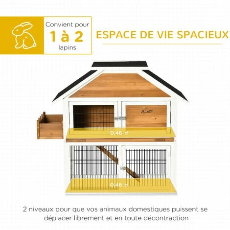 PawHut Clapier à lapin cage à lapin 2 étages - 3 portes verrouillables, plateau excrément, rampe, jardinière - dim. 123L x 58l x 106H cm - sapin métal PawHut Clapier à Lapin Cage à Lapin 2 étages - 3 Portes Verrouillables, Plateau Excrément, Rampe, Jardinière - Dim. 123L X 58l X 106H Cm - Sapin Métal -PawHut Soldes Boutique 56842178 5