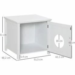 PawHut Maison De Toilette Pour Chat Sur Pied Design Rainuré Porte Entrée Poignée Métal MDF Blanc - Blanc 4 PawHut Maison De Toilette Pour Chat Sur Pied Design Rainuré Porte Entrée Poignée Métal MDF Blanc - Blanc -PawHut Soldes Boutique 57125683 3