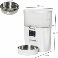 PawHut Distributeur De Nourriture Chat Chien - Distributeur De Croquettes Automatique Programmable - Gamelle Incluse - Acier Inox. ABS Blanc - Blanc 4 PawHut Distributeur De Nourriture Chat Chien - Distributeur De Croquettes Automatique Programmable - Gamelle Incluse - Acier Inox. ABS Blanc - Blanc -PawHut Soldes Boutique 58393149 3