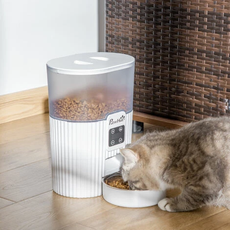 PawHut Distributeur de nourriture chat chien - distributeur de croquettes automatique programmable - gamelle incluse - acier inox. ABS blanc - Blanc PawHut Distributeur De Nourriture Chat Chien - Distributeur De Croquettes Automatique Programmable - Gamelle Incluse - Acier Inox. ABS Blanc - Blanc -PawHut Soldes Boutique 58393149 4