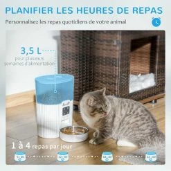 PawHut Distributeur De Nourriture Chat Chien - Distributeur De Croquettes Automatique Programmable - Gamelle Incluse - Acier Inox. ABS Blanc - Blanc 6 PawHut Distributeur De Nourriture Chat Chien - Distributeur De Croquettes Automatique Programmable - Gamelle Incluse - Acier Inox. ABS Blanc - Blanc -PawHut Soldes Boutique 58393149 5