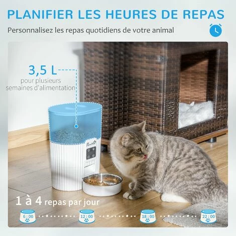 PawHut Distributeur de nourriture chat chien - distributeur de croquettes automatique programmable - gamelle incluse - acier inox. ABS blanc - Blanc PawHut Distributeur De Nourriture Chat Chien - Distributeur De Croquettes Automatique Programmable - Gamelle Incluse - Acier Inox. ABS Blanc - Blanc -PawHut Soldes Boutique 58393149 5