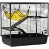 PawHut Cage Petits Rongeurs Rats Furets 3 Niveaux Avec Abreuvoir, Hamac, 2 Rampes - Dim. 80L X 48l X 78H Cm - Acier Alliage Alu. PP Noir - Noir -PawHut Soldes Boutique 58393160 1