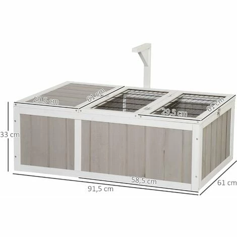 PawHut Enclos pour tortue - parc pour tortue - maison pour tortue terrestre - enclos extérieur avec grillage - bois sapin gris blanc - Gris PawHut Enclos Pour Tortue - Parc Pour Tortue - Maison Pour Tortue Terrestre - Enclos Extérieur Avec Grillage - Bois Sapin Gris Blanc - Gris -PawHut Soldes Boutique 60352153 3