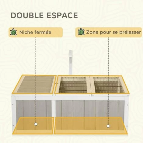 PawHut Enclos pour tortue - parc pour tortue - maison pour tortue terrestre - enclos extérieur avec grillage - bois sapin gris blanc - Gris PawHut Enclos Pour Tortue - Parc Pour Tortue - Maison Pour Tortue Terrestre - Enclos Extérieur Avec Grillage - Bois Sapin Gris Blanc - Gris -PawHut Soldes Boutique 60352153 4