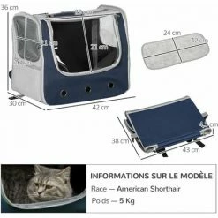 PawHut Sac à Dos Sac De Transport à Main Trolley Chariot Sur Roulettes 3 En 1 Pour Chien Chat - Pliable, Roulettes, Poignée Telescopique, Rangements - Gris Bleu - Gris 4 PawHut Sac à Dos Sac De Transport à Main Trolley Chariot Sur Roulettes 3 En 1 Pour Chien Chat - Pliable, Roulettes, Poignée Telescopique, Rangements - Gris Bleu - Gris -PawHut Soldes Boutique 60940587 3