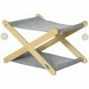 PawHut Lit Pliable Pour Chat - Hamac Chat 2 Niveaux - Jeu 2 Boules Suspendues - Bois De Pin Feutre Gris - Gris