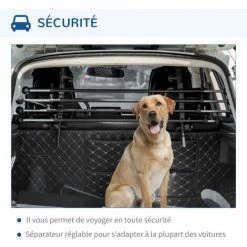 PawHut Barrière Grille De Séparation Universelle Voiture Pour Animaux - Hauteur Et Longueur Réglable - Kit Complet Installation Inclus - Métal ABS Noir - Noir -PawHut Soldes Boutique 67360757 5