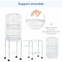 PawHut Cage à Oiseaux Sur Pied Volière Oiseaux Sur Roulettes Avec Toit Ouvrant 3 Perchoirs étagère Inférieure 46,5 X 36 X 157 Cm - Blanc 5 PawHut Cage à Oiseaux Sur Pied Volière Oiseaux Sur Roulettes Avec Toit Ouvrant 3 Perchoirs étagère Inférieure 46,5 X 36 X 157 Cm - Blanc -PawHut Soldes Boutique 67535281 4