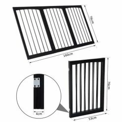 PawHut Barrière Modulable Pliable Barrière De Sécurité 160L X 76H Cm MDF - Noir -PawHut Soldes Boutique 6812277 3